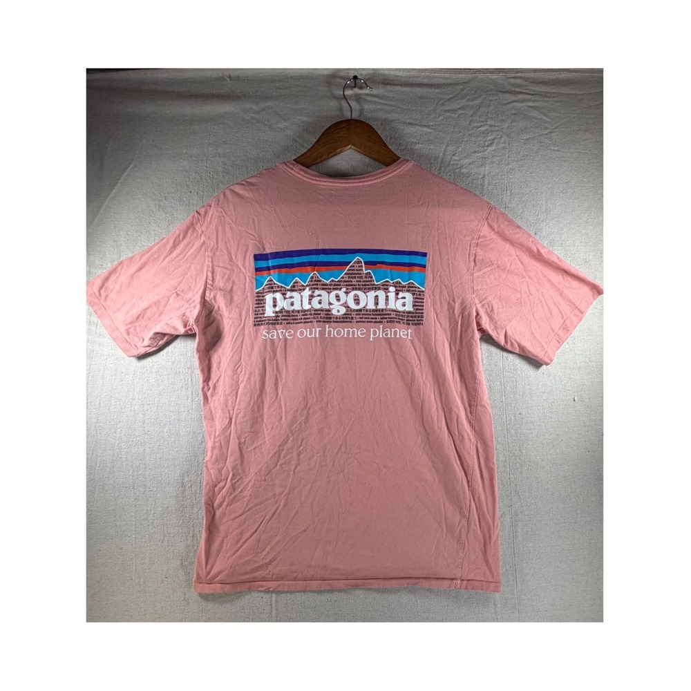 Patagonia T-Shirt Mens Medium Pink Save Our Home Planet Organic Cotton Graphic